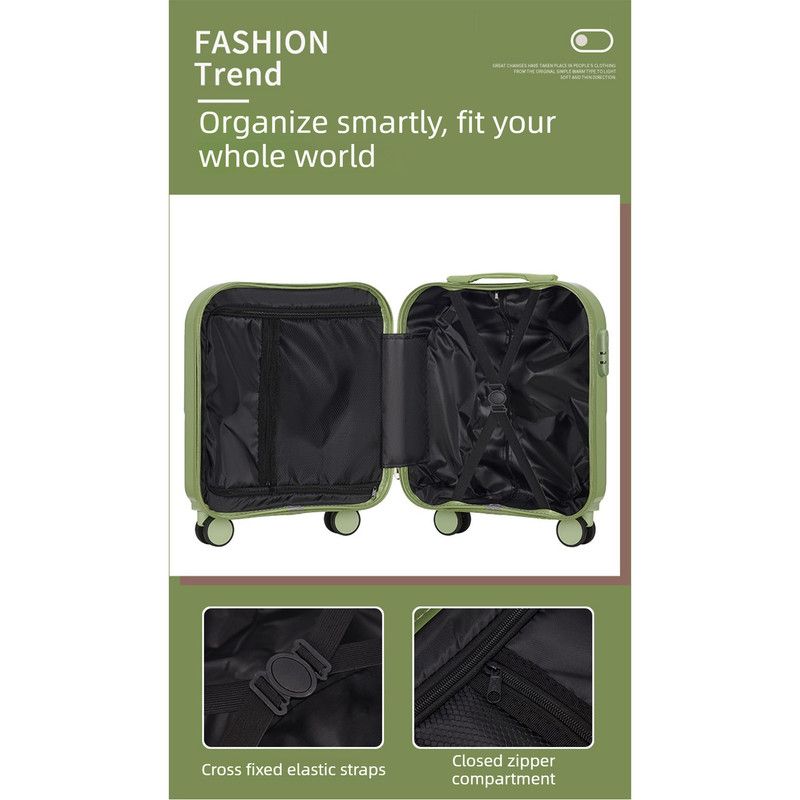 20 Inch Cute Carry On Suitcase, Hard Shell Cabin Luggage with USB Charging Port & Cup Holder, Lightweight Travel Trolley Case- Matcha Green