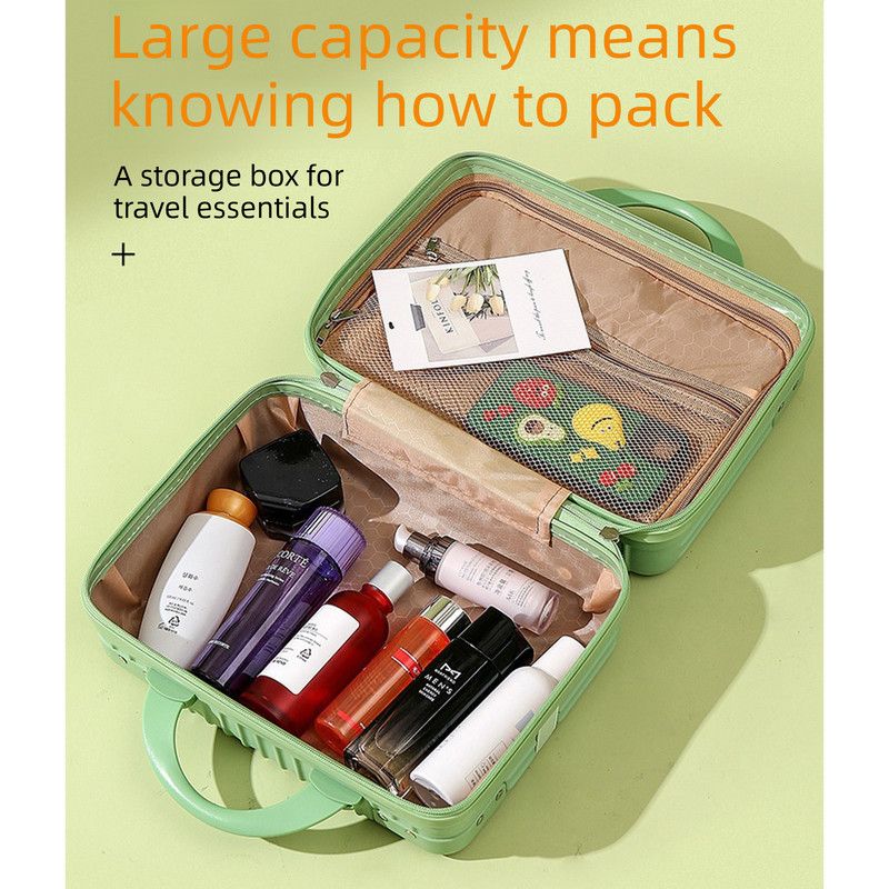 14 Inch Hard Shell Hand Luggage Case, Portable Cosmetic Travel Box with Top Handle, Small Carry Storage Suitcase-Pink