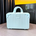 14 Inch Hard Shell Hand Luggage Case, Portable Cosmetic Travel Box with Top Handle, Small Carry Storage Suitcase-Blue