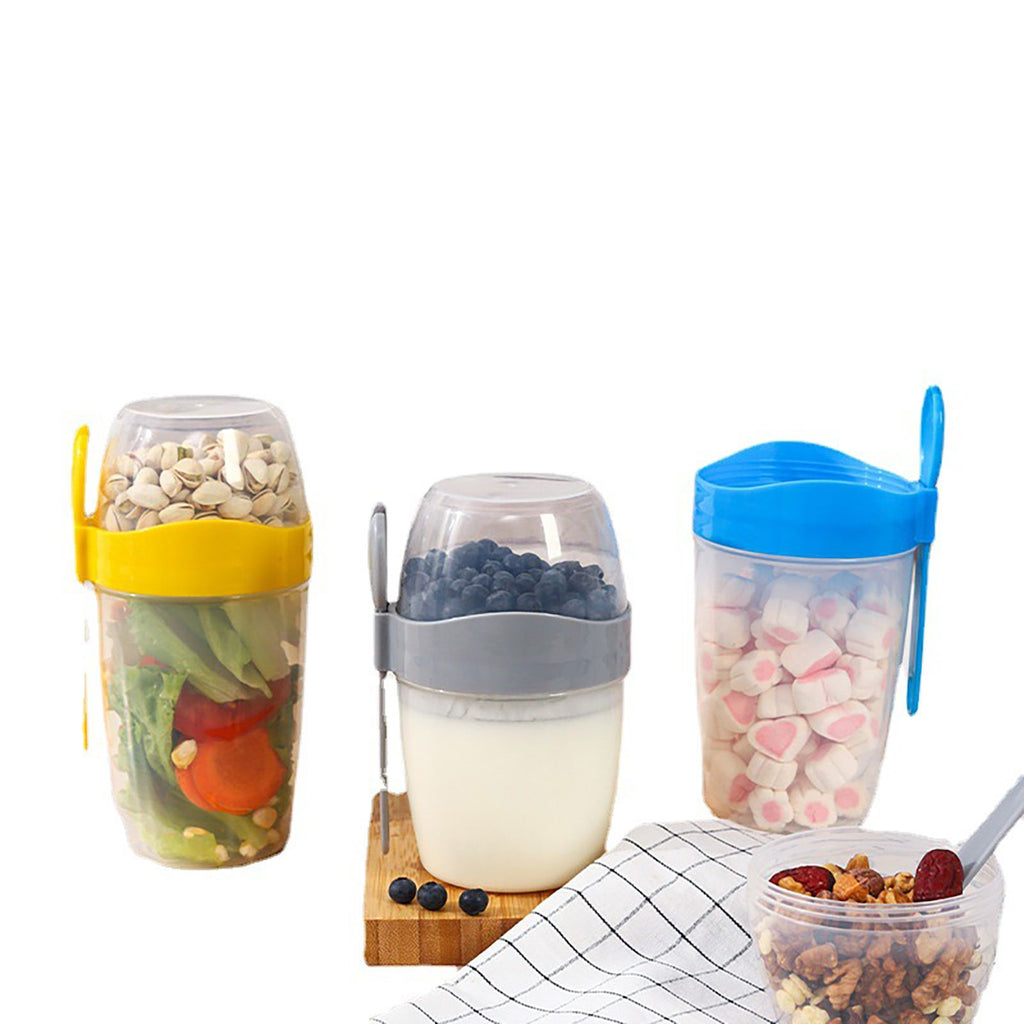 Double Breakfast Cup Oatmeal Cup with Lid Poons Forks for Business People