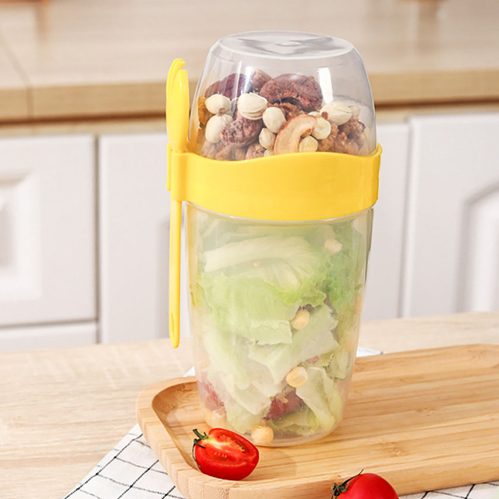Double Breakfast Cup Oatmeal Cup with Lid Poons Forks for Business People