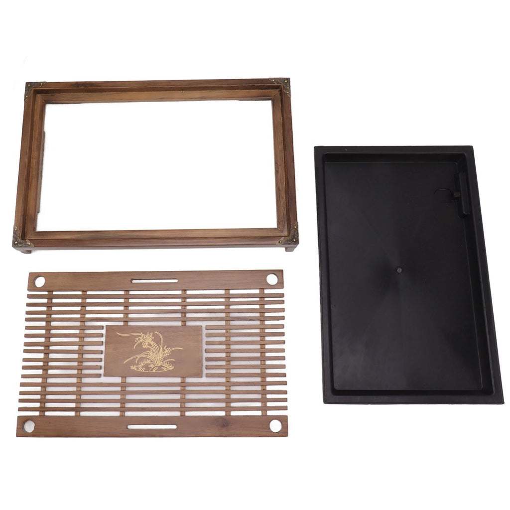 Gongfu Tea Tray Water Storage Drainage Home Decoration Ornament Serving Tray for Office Brown