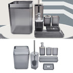 7Pcs/Set Plastic Bathroom Accessory Grey Toothbrush Holder Soap Tray Kit for Home Hotel