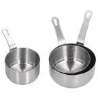 3pcs Sauce Cups Stainless Steel Sauce Dish with Handle for for Condiment Ketchup AppetizerSilver