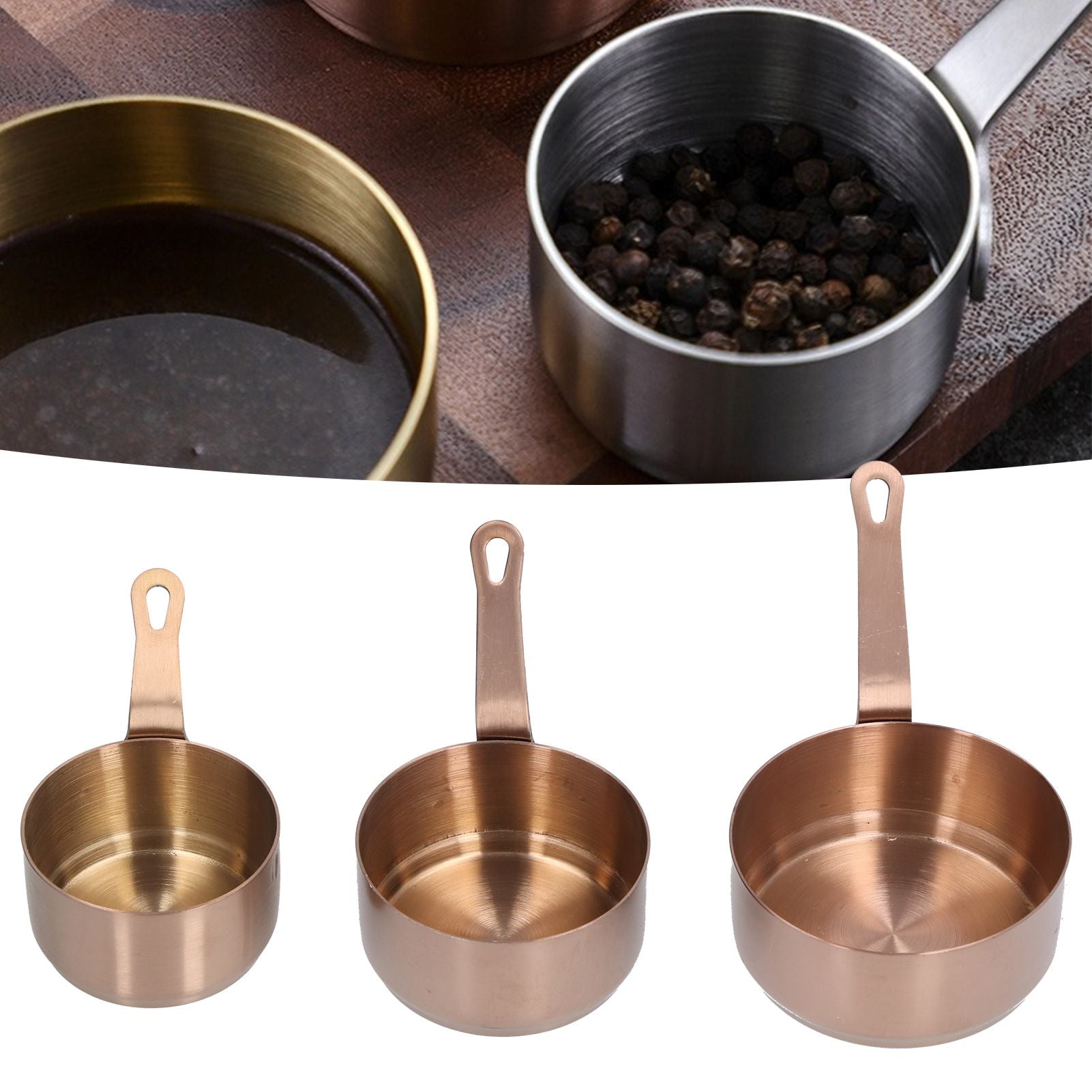 3pcs Sauce Cups Stainless Steel Sauce Dish with Handle for for Condiment Ketchup AppetizerRose Gold