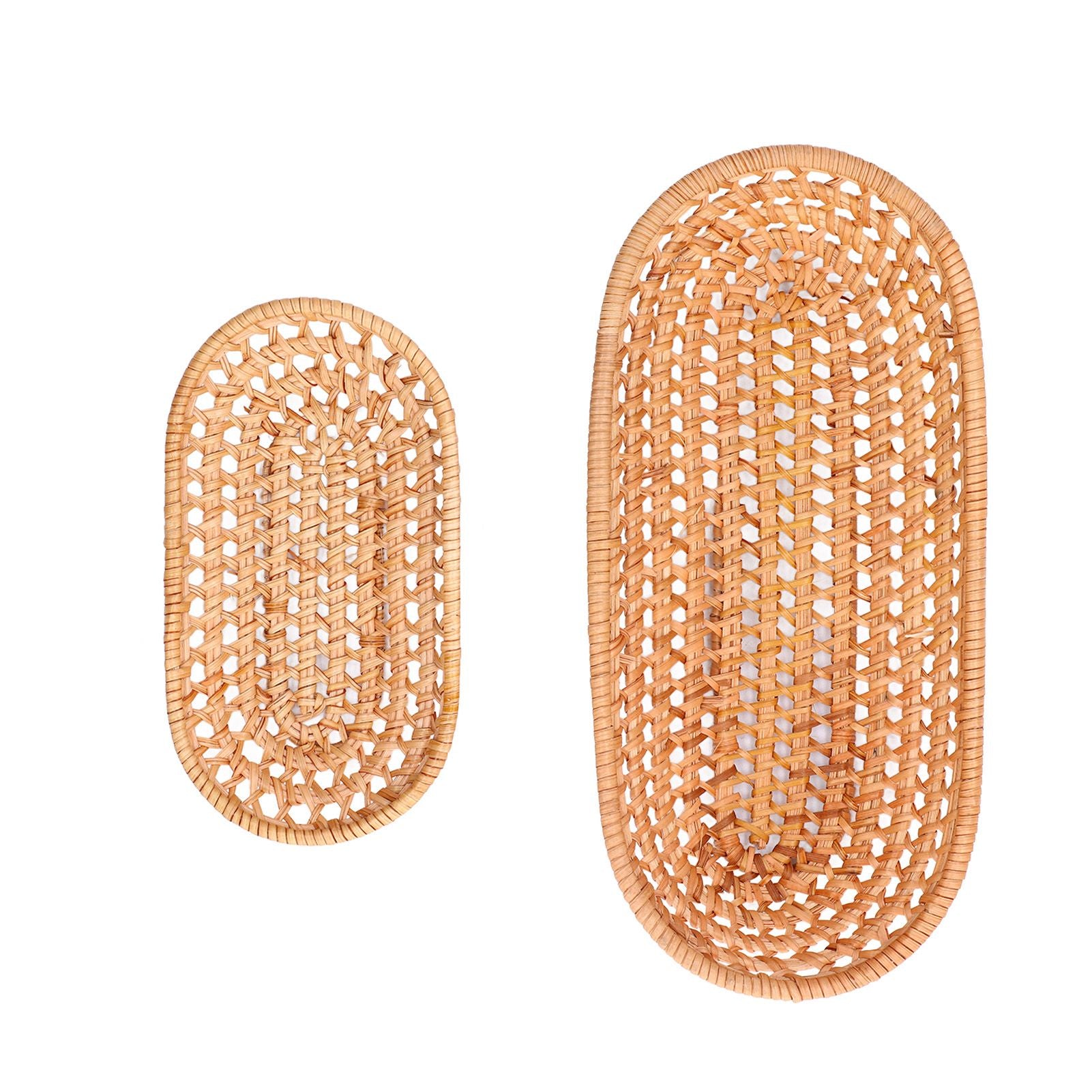 2pcs Bread Basket Handmade Rattan Storage Baskets for Bread Candy Biscuits Finger Food Fruit