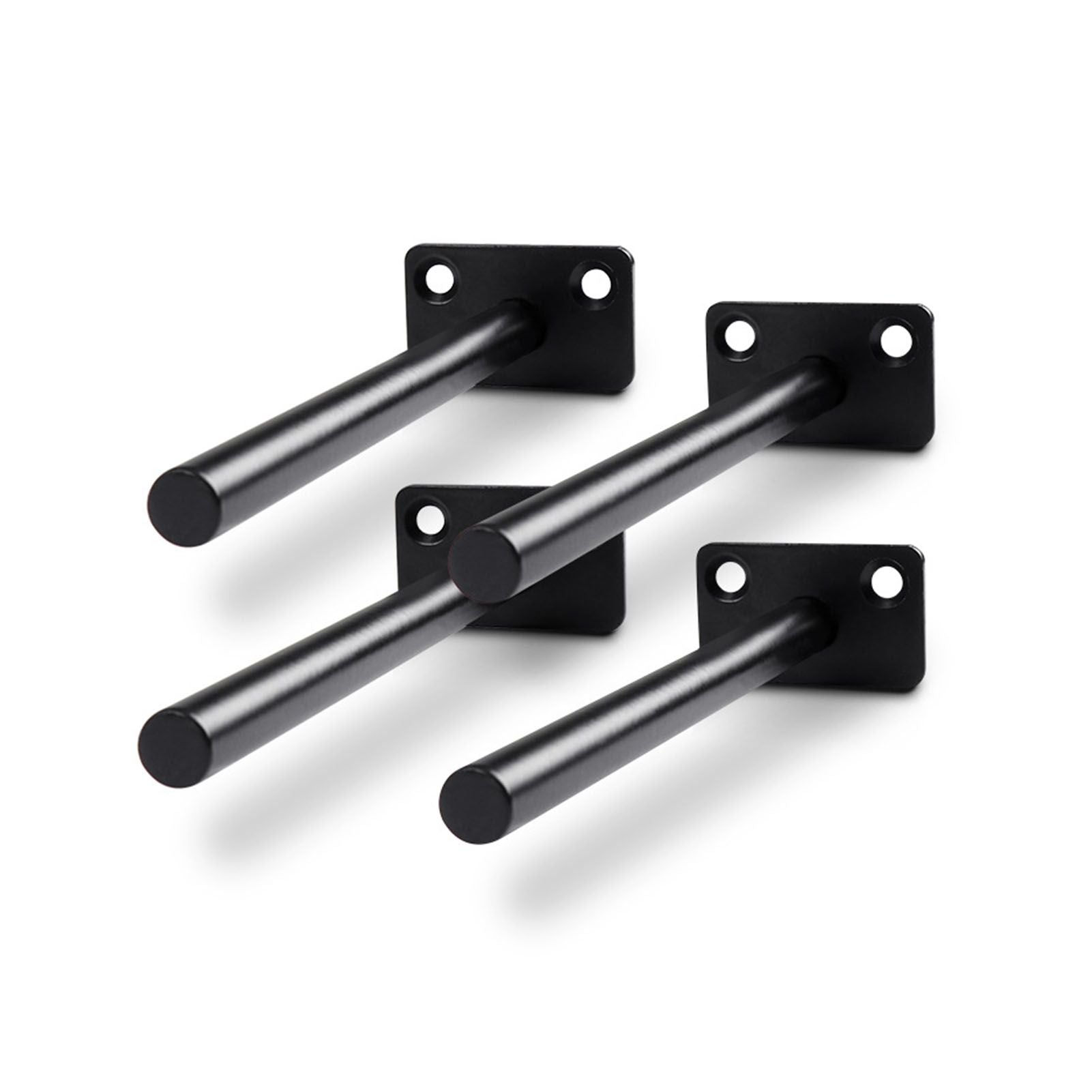 4 PCS Hidden Floating Shelf Bracket Round Wall Mount Shelf Supports Invisible Fixed Floating Holder A 01 2 Holes Black 150mm