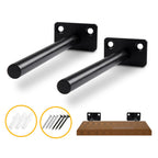 4 PCS Hidden Floating Shelf Bracket Round Wall Mount Shelf Supports Invisible Fixed Floating Holder A 01 2 Holes Black 150mm