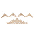 5Pcs Wooden Appliques Onlays Rubber Wood Carved 4 Corner Onlays and 1 Long Onlay for Cabinet Door Bed Wardrobe Furniture