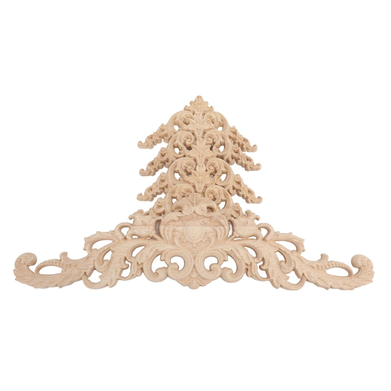5Pcs Wooden Appliques Onlays Rubber Wood Carved 4 Corner Onlays and 1 Long Onlay for Cabinet Door Bed Wardrobe Furniture