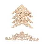 5Pcs Wooden Appliques Onlays Rubber Wood Carved 4 Corner Onlays and 1 Long Onlay for Cabinet Door Bed Wardrobe Furniture