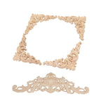5Pcs Wooden Appliques Onlays Rubber Wood Carved 4 Corner Onlays and 1 Long Onlay for Cabinet Door Bed Wardrobe Furniture
