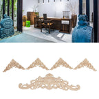 5Pcs Wooden Appliques Onlays Rubber Wood Carved 4 Corner Onlays and 1 Long Onlay for Cabinet Door Bed Wardrobe Furniture