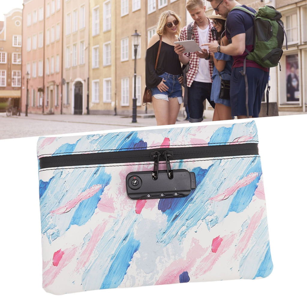 Smell Proof Bag PU Leather Reinforced Stitching Waterproof Zipper Closure Odor Proof Pouch with Password Lock Colorful