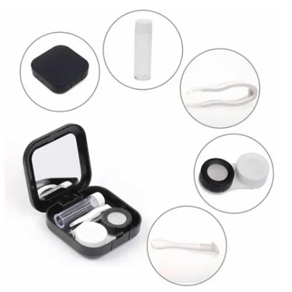 Contact Lens Box Plastic Leakage Proof Dustproof Portable Square Contact Lens Case Black