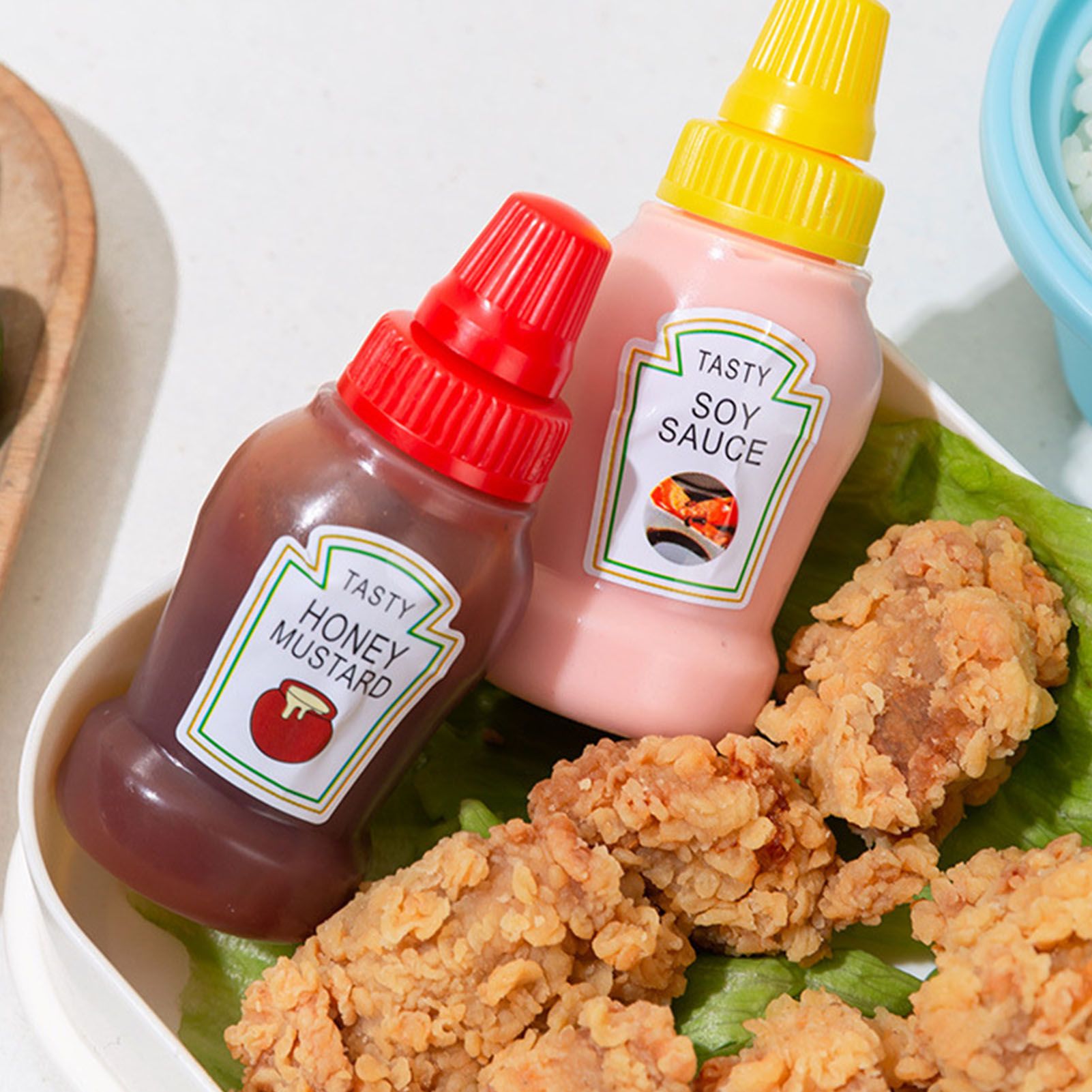 Plastic Mini Bento Soy Sauce Bottles Squeeze Salad Dressing Bottles Portable Sauce Containers