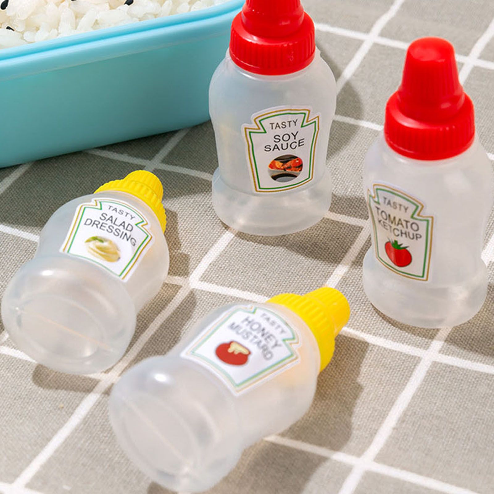 Plastic Mini Bento Soy Sauce Bottles Squeeze Salad Dressing Bottles Portable Sauce Containers