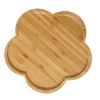 Bamboo Serving Tray Multipurpose Hand Crafted Decorative Wooden Tray for Ottoman Coffee Table Breakfast Drinks Flower Shape Size: Approx. 20x20x1.4cm / 7.9x7.9x0.6in