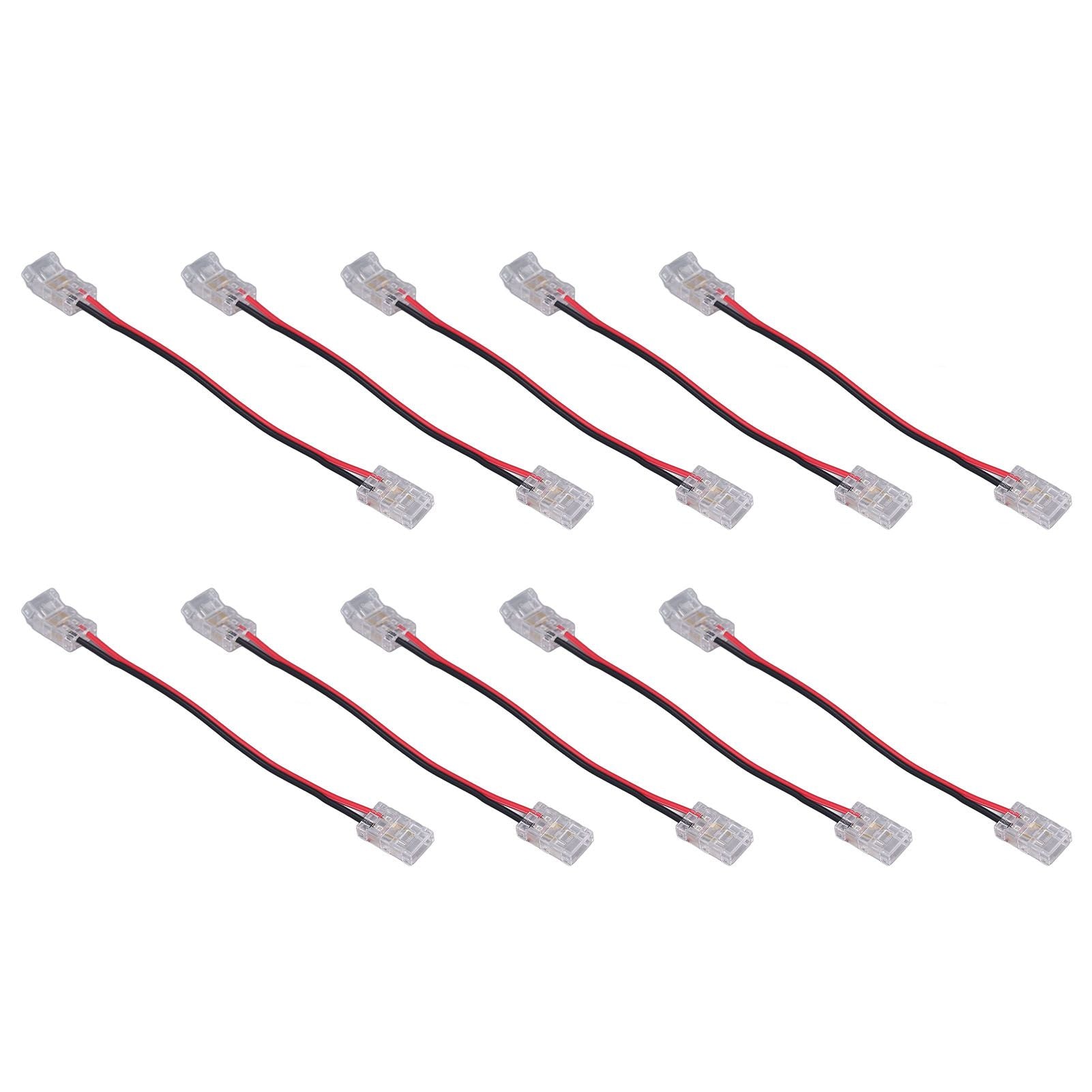 10pcs COB Strip Light Connector Professional Double Head 8mm 2 Pin Light Strip Connectors for Home Office School