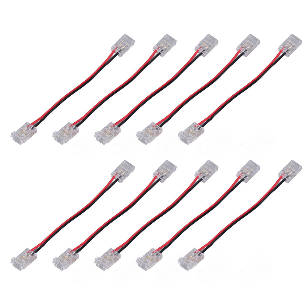 10pcs COB Strip Light Connector Professional Double Head 8mm 2 Pin Light Strip Connectors for Home Office School