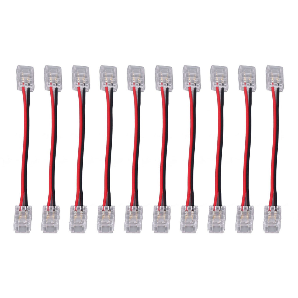 10pcs COB Strip Light Connector Professional Double Head 8mm 2 Pin Light Strip Connectors for Home Office School