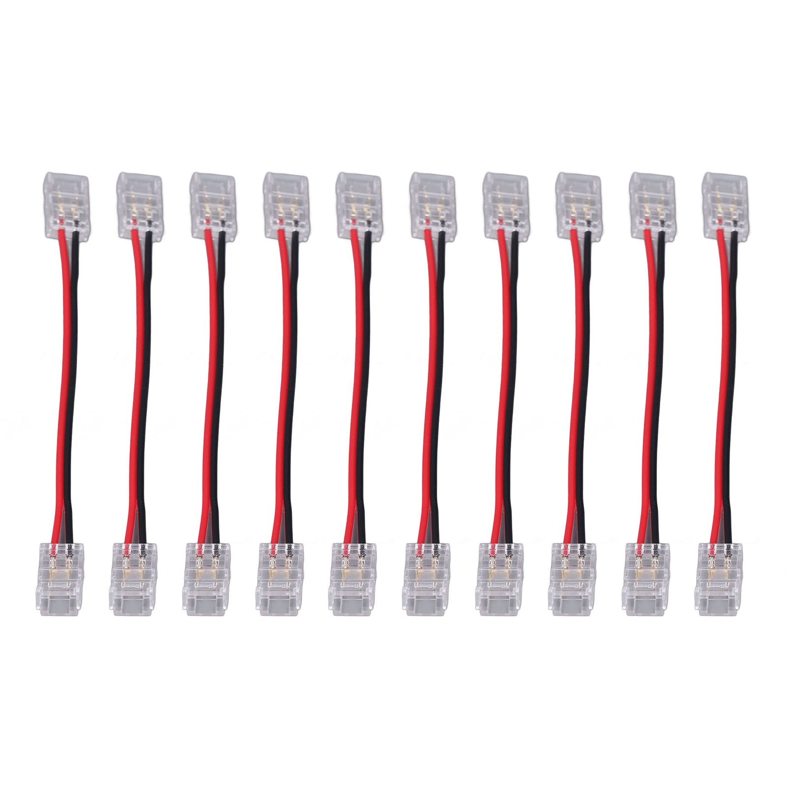 10pcs COB Strip Light Connector Professional Double Head 8mm 2 Pin Light Strip Connectors for Home Office School