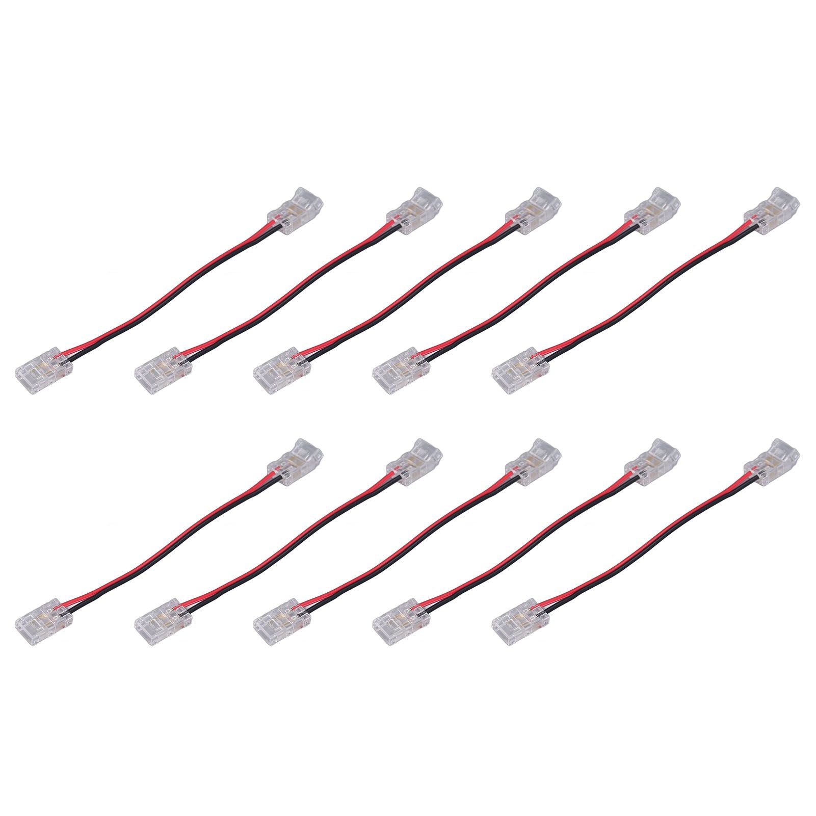 10pcs COB Strip Light Connector Professional Double Head 8mm 2 Pin Light Strip Connectors for Home Office School