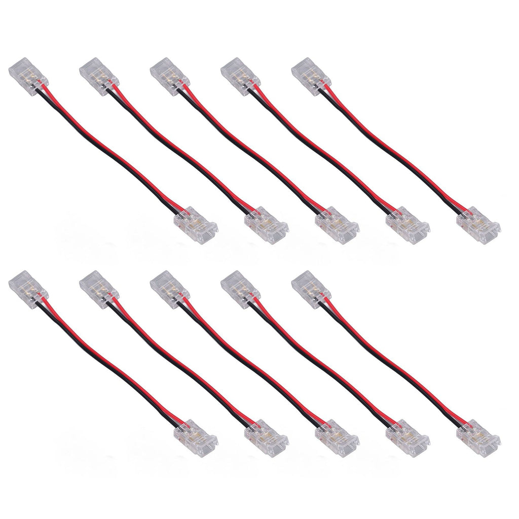 10pcs COB Strip Light Connector Professional Double Head 8mm 2 Pin Light Strip Connectors for Home Office School