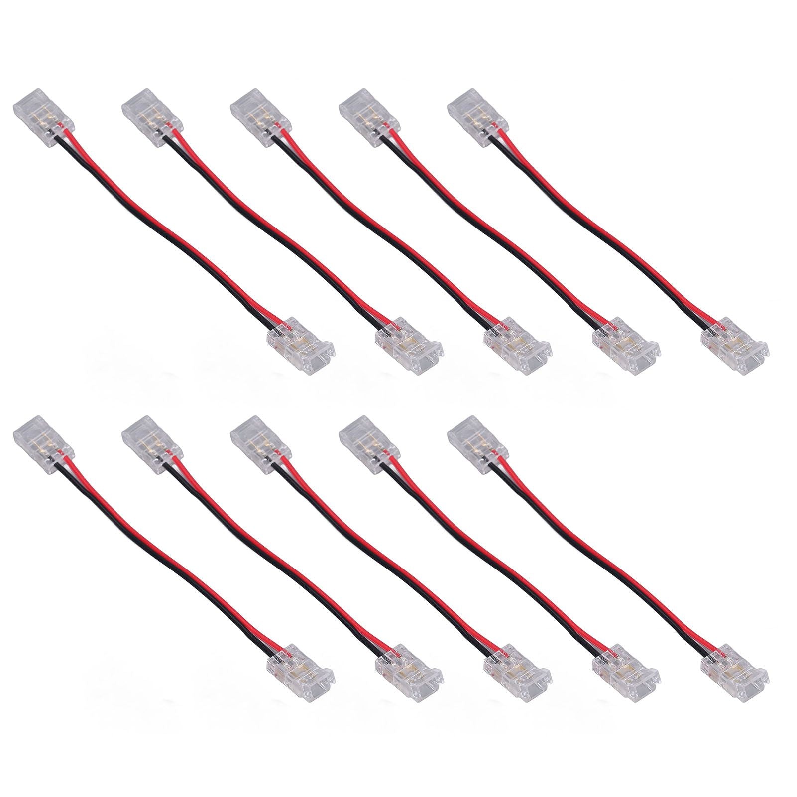 10pcs COB Strip Light Connector Professional Double Head 8mm 2 Pin Light Strip Connectors for Home Office School