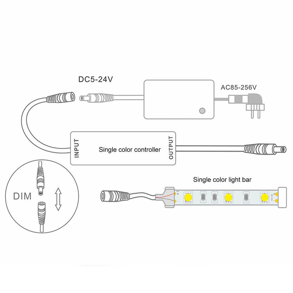 RF Full Touch Dimmer Wireless Constant Voltage LED Controller Mini Induction Light Bar Controller DC 5‑24V