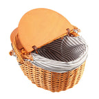 Woven Picnic Basket Durable Portable Wicker Hand Basket Rustic Fruit Basket with Lid for Outdoor Outing