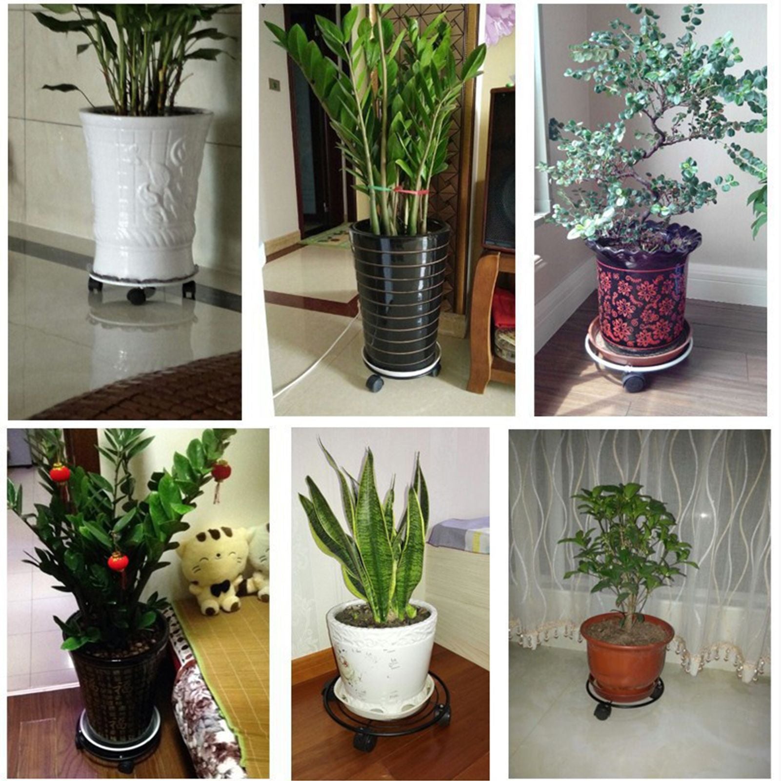 Flower Pot Roller Stand 50kg Load Capacity Rust Prevention Iron Easy to Move Plant Caddy with Wheels for Wine Barrels
