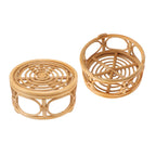 Rattan Indoor Plant Stand Round Shape Natural Plant Rack Handmade Rattan Planter Stand for Home Garden Yard Large