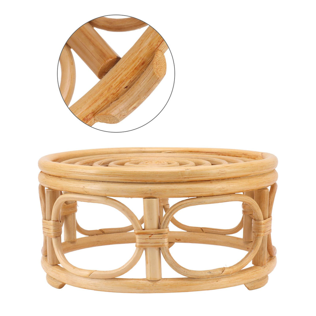 Rattan Indoor Plant Stand Round Shape Natural Plant Rack Handmade Rattan Planter Stand for Home Garden Yard Large