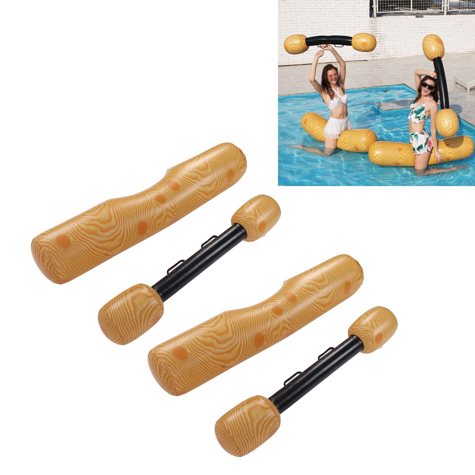 2 PCS Wood Grain Inflatable Floating Row Pool Floats Floating Log Raft Toys Outdoor Party Water Sports Games for Adults Kids