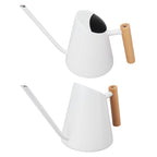 Watering Can with Long Spout Rustproof Stainless Steel Watering Pot with Wooden Handle for Garden Bonsai Indoor Outdoor White
