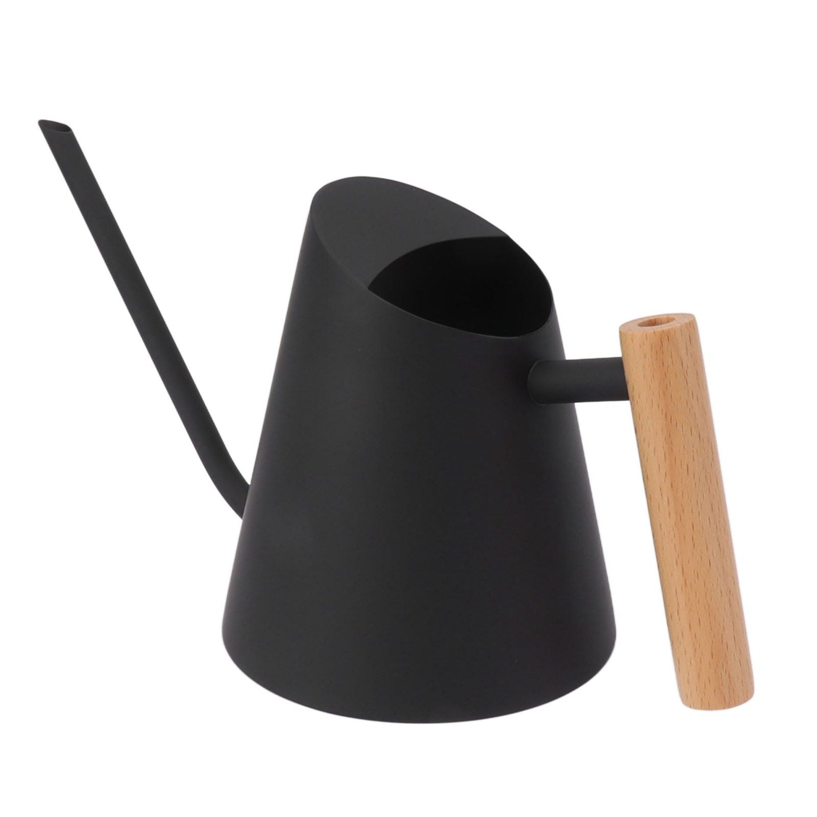 Watering Can with Long Spout Rustproof Stainless Steel Watering Pot with Wooden Handle for Garden Bonsai Indoor Outdoor Black