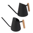 Watering Can with Long Spout Rustproof Stainless Steel Watering Pot with Wooden Handle for Garden Bonsai Indoor Outdoor Black