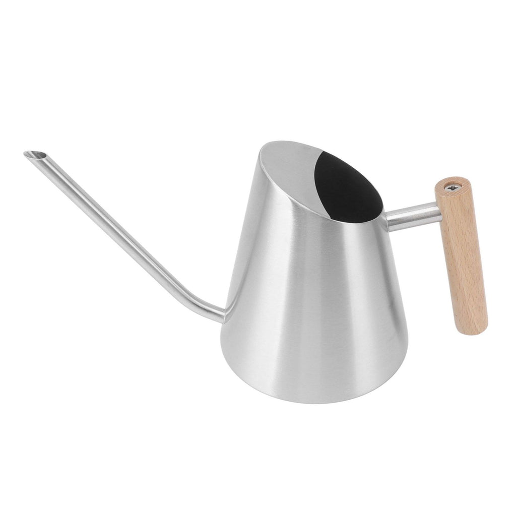 Watering Can with Long Spout Rustproof Stainless Steel Watering Pot with Wooden Handle for Garden Bonsai Indoor Outdoor Silver