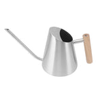Watering Can with Long Spout Rustproof Stainless Steel Watering Pot with Wooden Handle for Garden Bonsai Indoor Outdoor Silver