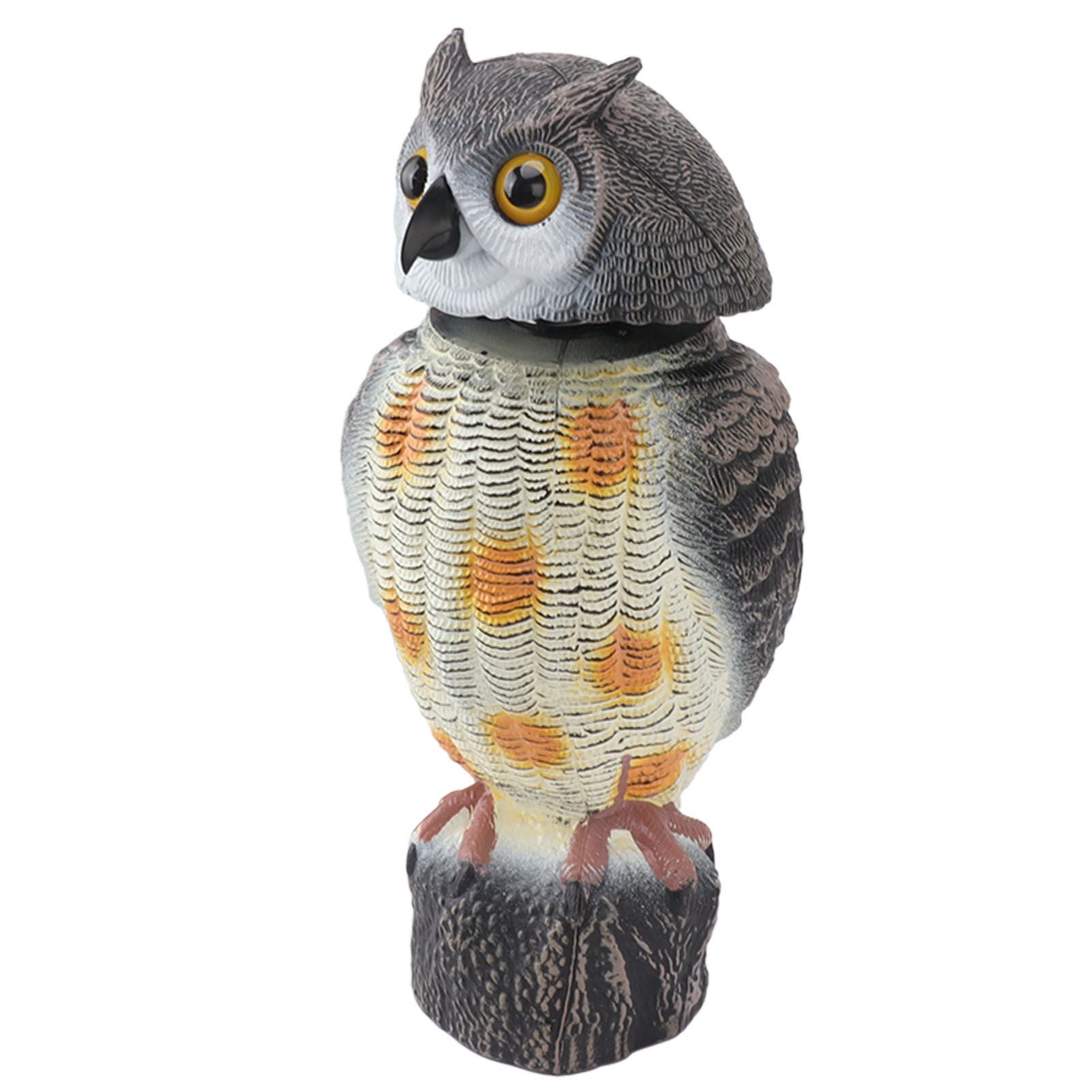 Fake Owl Statue Plastic Owl Bird Deterrents Scarecrow Owl Decoy with Shaking Head Bird Repel for Outdoor Garden Yard