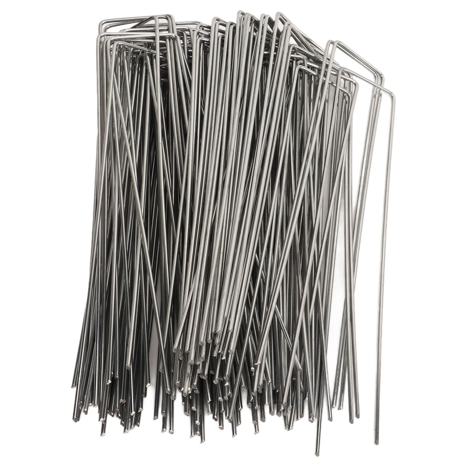 100Pcs U Shaped Garden Stakes Galvanized Steel Landscape Stakes Pins for Weed Barrier Sod Fabric Decorations Roughness 2.5mm/0.10in
