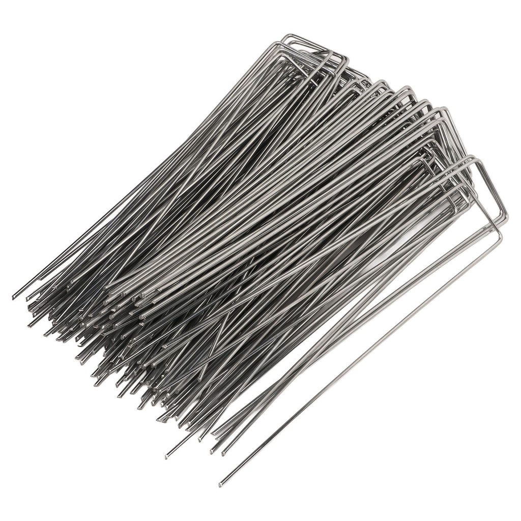100Pcs U Shaped Garden Stakes Galvanized Steel Landscape Stakes Pins for Weed Barrier Sod Fabric Decorations Roughness 2.5mm/0.10in
