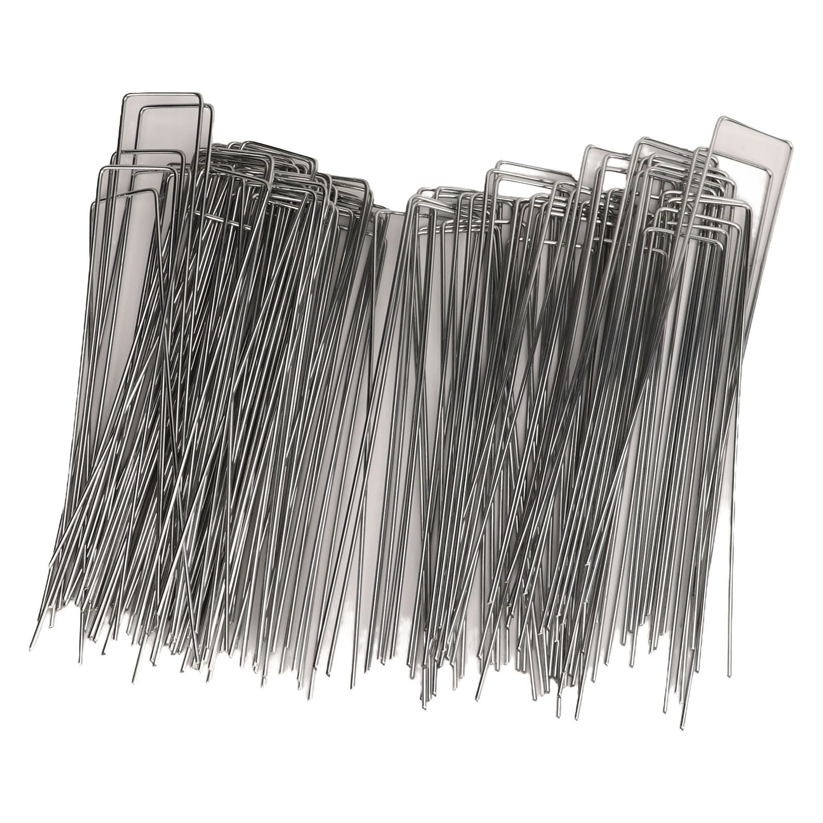 100Pcs U Shaped Garden Stakes Galvanized Steel Landscape Stakes Pins for Weed Barrier Sod Fabric Decorations Roughness 2.5mm/0.10in