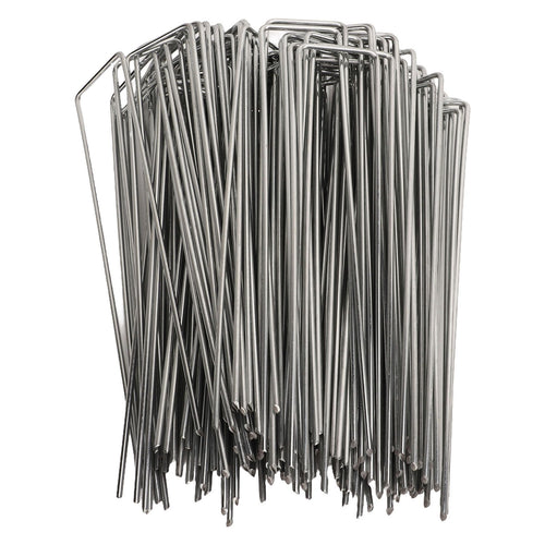 100Pcs U Shaped Garden Stakes Galvanized Steel Landscape Stakes Pins for Weed Barrier Sod Fabric Decorations Roughness 3mm/0.12in