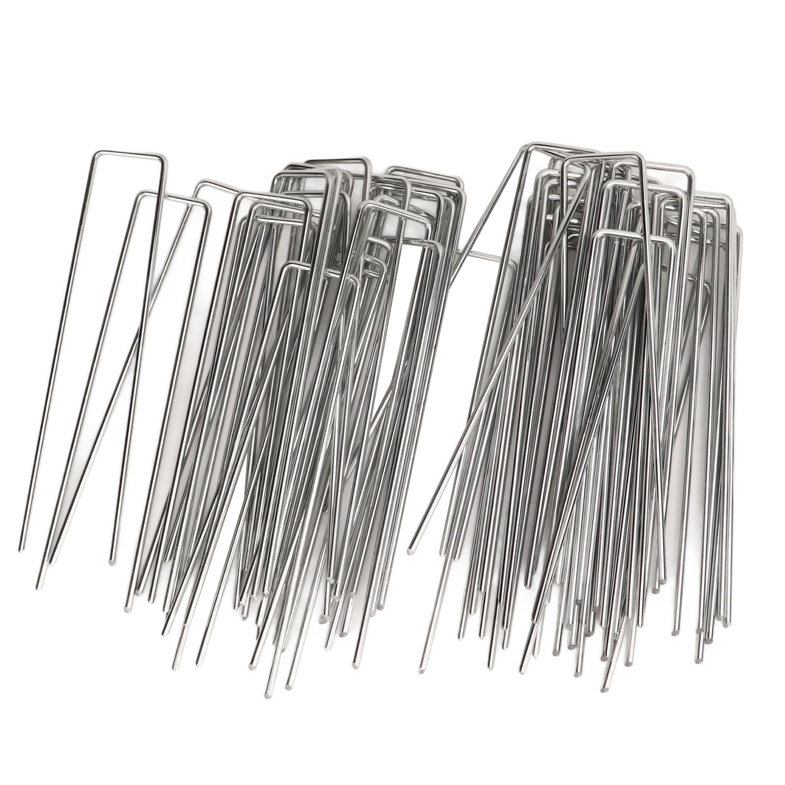 50Pcs Galvanized Steel Garden Stakes U Shaped Tent Stakes U Shaped Galvanized Landscape Pins Heavy Duty Yard Ground Pin 4x10cm 0.4mm Thickness