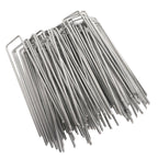 50Pcs Galvanized Steel Garden Stakes U Shaped Tent Stakes U Shaped Galvanized Landscape Pins Heavy Duty Yard Ground Pin 4x10cm 0.4mm Thickness