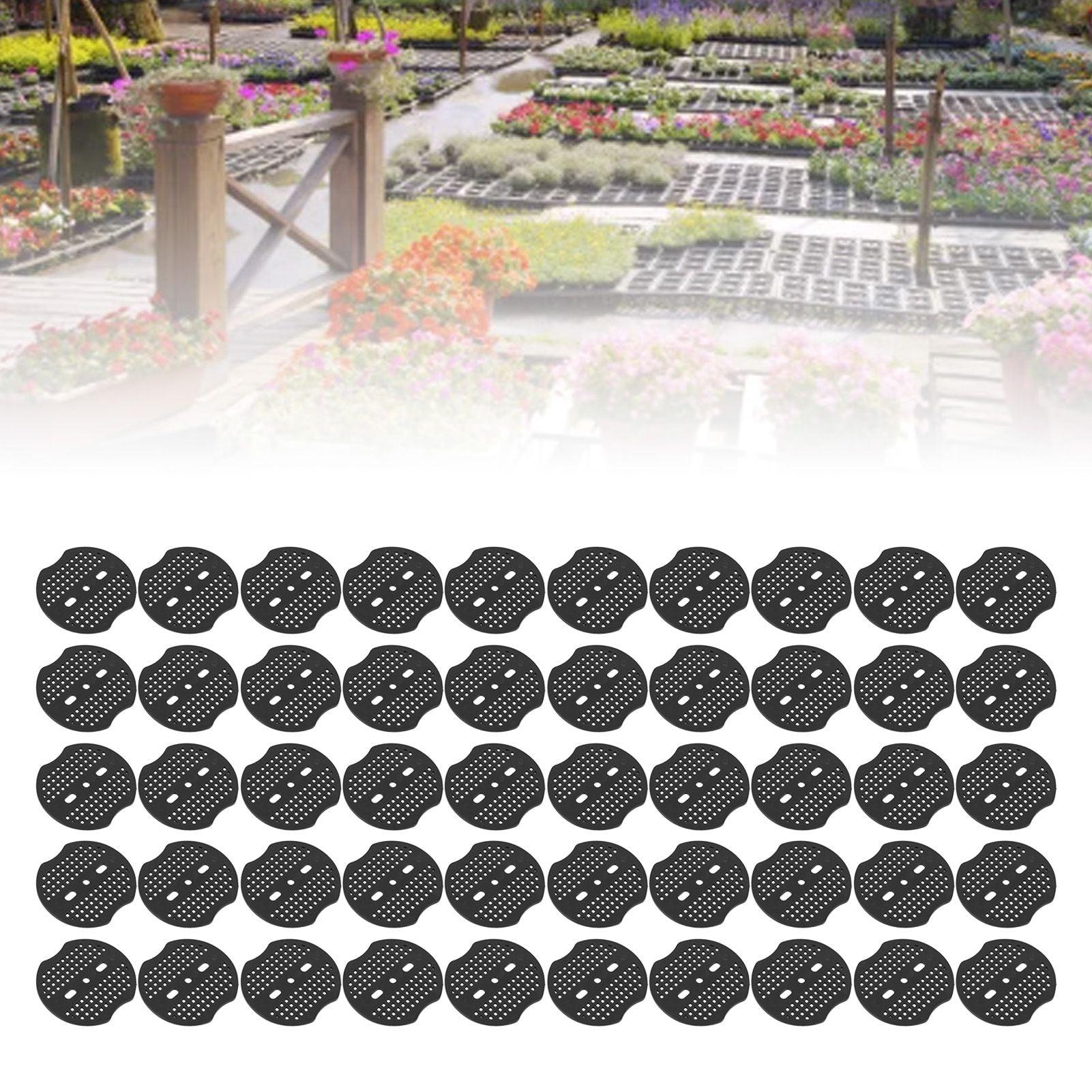 Garden Stakes Gasket Landscape Plastic Gasket Garden Stakes Pad for Weed Barrier Create Sturdier Hold 50pcs