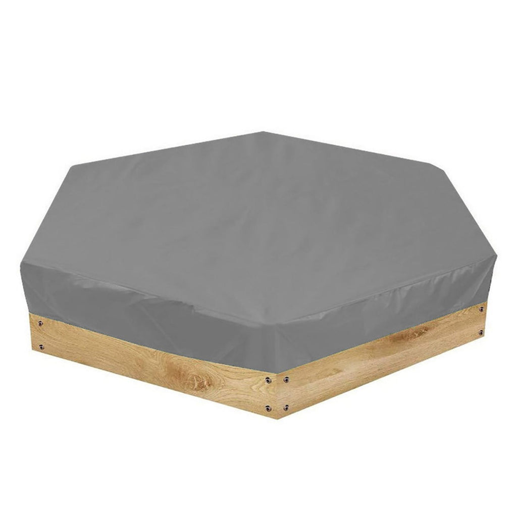 Sandbox Cover Hexagon Sandpit Sand Toys Cover Waterproof Pool Cover with Drawstring for Outdoor Garden Grey