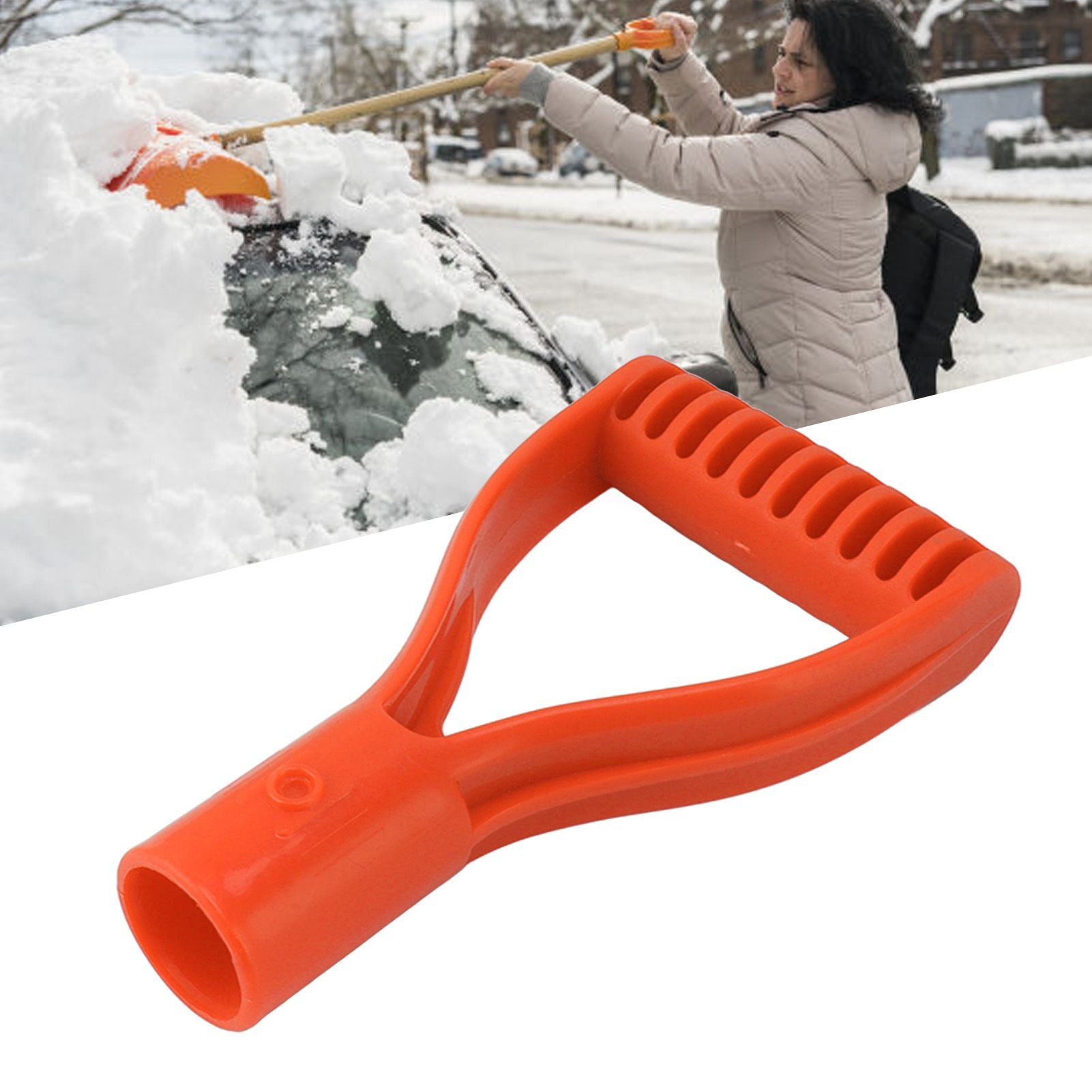 Spade Handle Plastic 32mm Inner Diameter D Grip Handle Shovel Handle Replacement for Snow Shovel Digging Raking Orange
